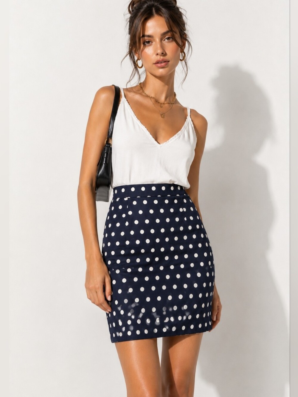 Banana Republic Polka Dot Pencil Skirt Navy White Size 2 Classic Chic